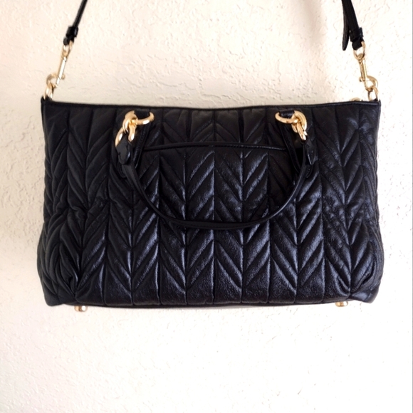 COACH Ally Satchel Black quilted Crossbody Hand Bag - Picture 9 of 15